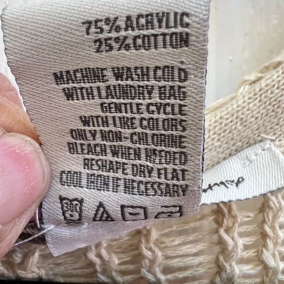 American Rag Open Knit Boho Stripe Sweater L Coastal Slouchy Beach Pullover - Picture 5 of 6